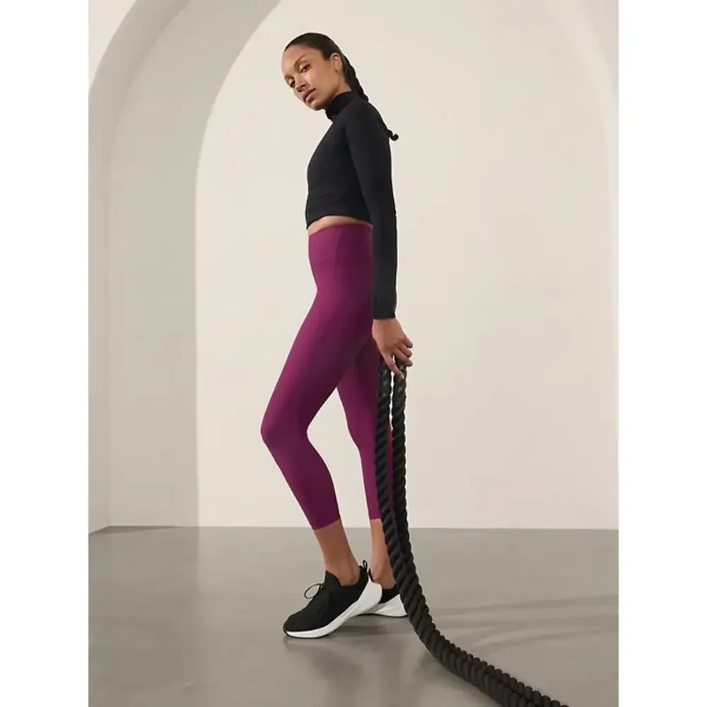Athleta 🍷💪🏽🍇 Wild Plum Interval Stash High Rise 7/8 Leggings Size XS NWT - Picture 4 of 9